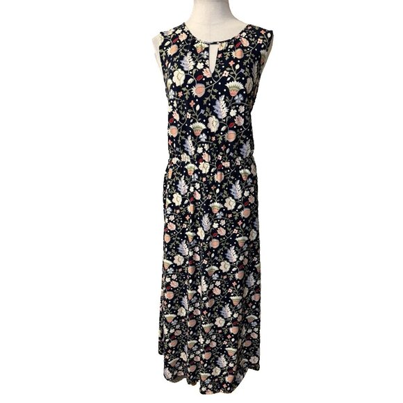 Talbots Maxi Dress L Large Paisley Sleeveless Blue Pink Stretch Washable NEW - Picture 3 of 12